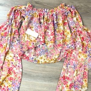 Floral off shoulder cropped blouse